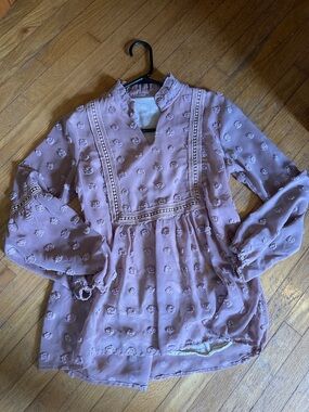 Amazon Women's Mauve Textured Swiss Dot Blouse